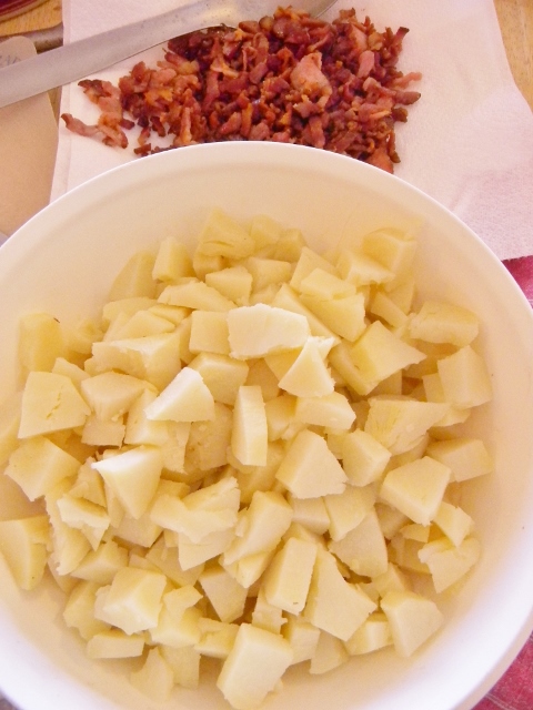 cubed potatoes & bacon