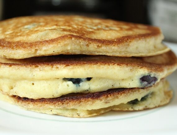 Quick Blueberry Sourdough Pancakes!