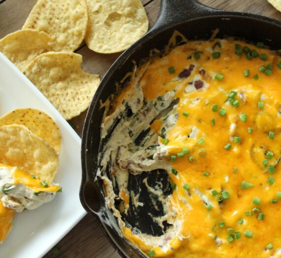 Jalapeno Popper Dip in a Cast Iron Skillet